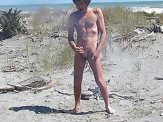Steve Patrick wanking  on new Zealand beach