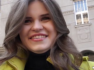 Russian brunette teen is offered money for hardcore sex